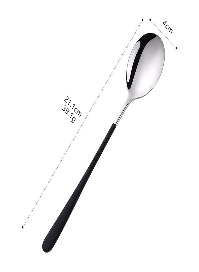 Takositio 8 Inch Soup Spoons Stainless Steel, Round Head Soup Spoons, Modern Thick Long Handle SUS304 Korean Spoon, Dinner Metal Spoons for Soup, Grain,Dessert,Milk,Tea,Coffee (4, Random/4) - Image 2